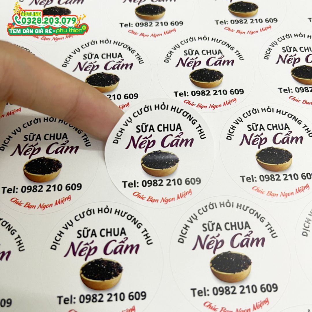 Mẫu tem dán decal trắng 