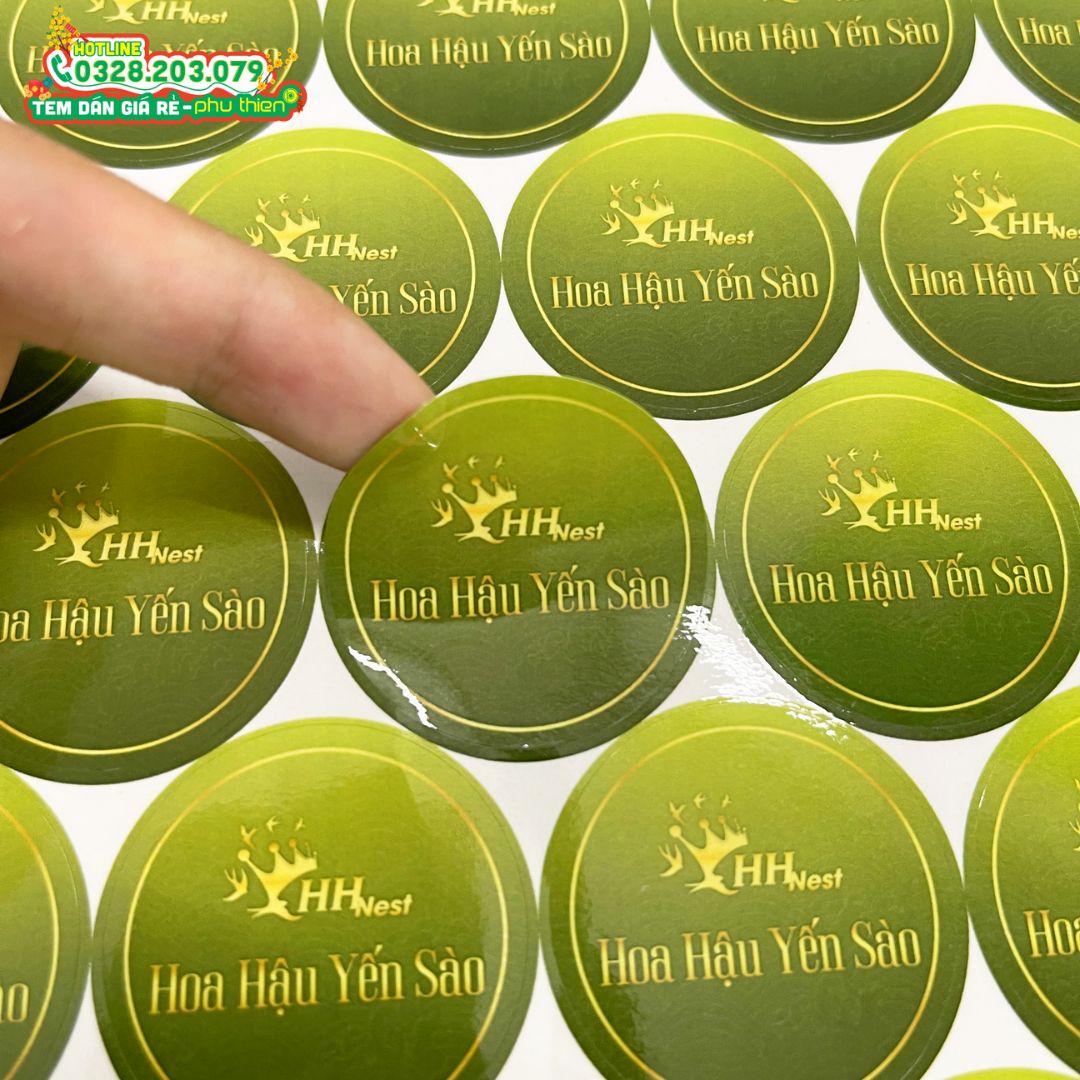 Tem nhãn decal trắng dành cho sản phẩm yến sào