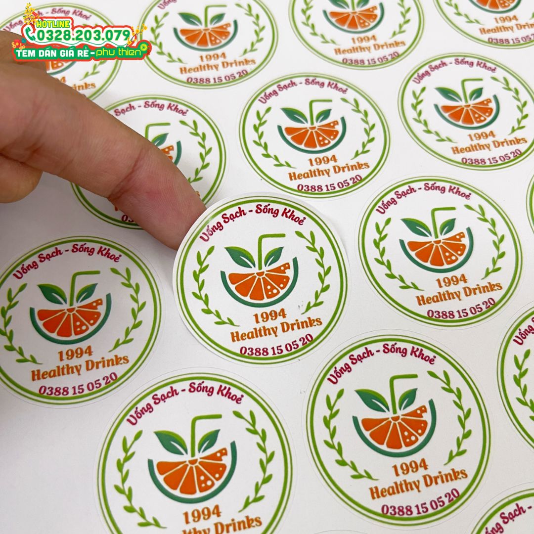 Tem nhãn decal trắng dành cho đồ uống